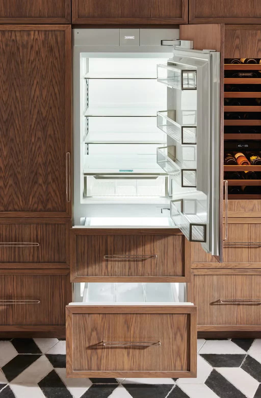 Detalhe de recurso de Designer Combinado superior e inferior Refrigerador