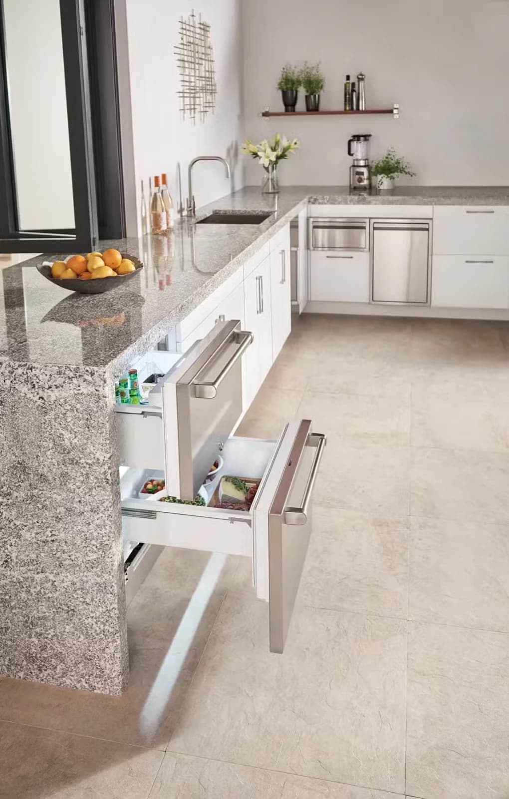 Detalhe de recurso de 61 cm Designer Para área externa Gavetas de refrigeração — Pronto para painel