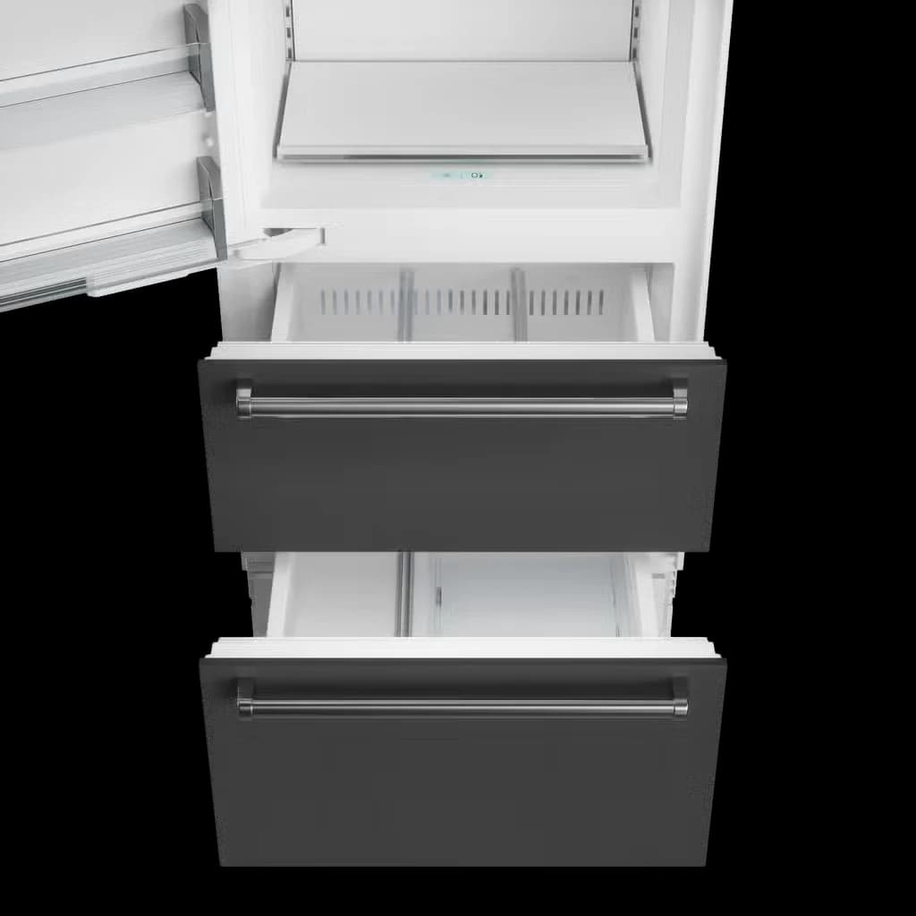 Detalhe de recurso de 76,2 cm Designer Combinado superior e inferior Freezer com Máquina de gelo — Pronto para painel
